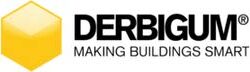 Derbigum logo featuring a yellow hexagon and the text "DERBIGUM® MAKING BUILDINGS SMART" in black.